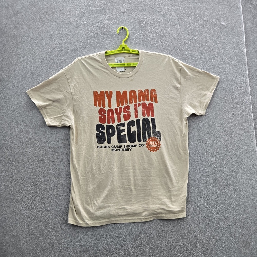 Bubba Gump Shrimp Co Men Shirt XL Sand Graphic My Mama Say I'm Special NWT